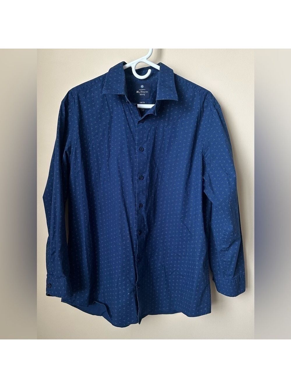 Ben Sherman Button Down Shirt Blue with Lit Blue Pattern Size XL